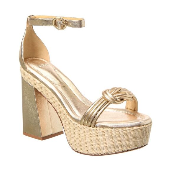 Alexandre Birman Vicky X Strap 120 Leather Platform Sandal Gold
